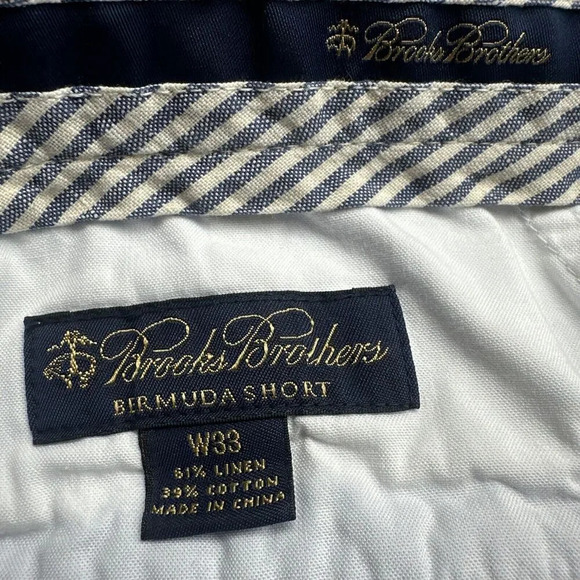 Brooks Brothers Bermuda Shorts Baird McNutt Irish Linen Blend Size 33 Solid Blue - Picture 3 of 9